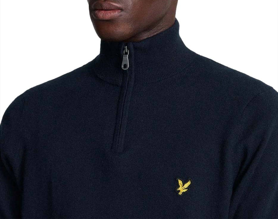 Lyle & Scott Lyle&scott Cotton Merino Quarter Zip Truien Donkerblauw Kn2112vc Blauw
