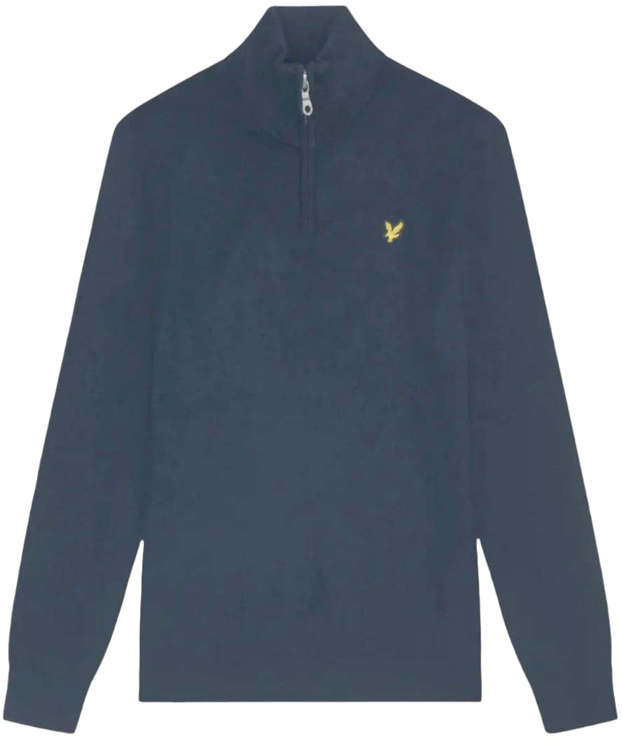 Lyle & Scott Lyle&scott Cotton Merino Quarter Zip Truien Donkerblauw Kn2112vc Blauw