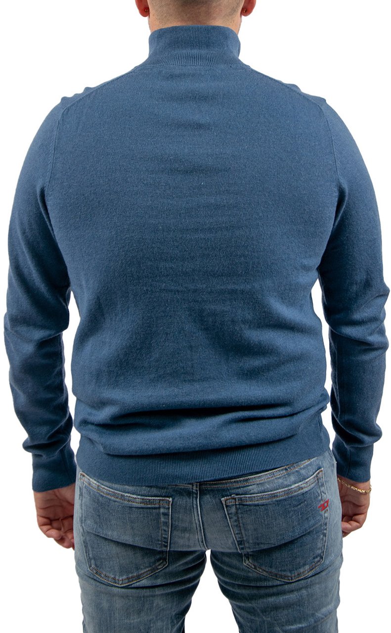 Lyle & Scott Cotton Merino Quarter Zip Jumper Blauw