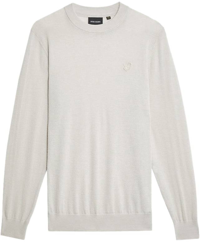Lyle & Scott Tonal Eagle Merino Crew Neck Jumper Beige