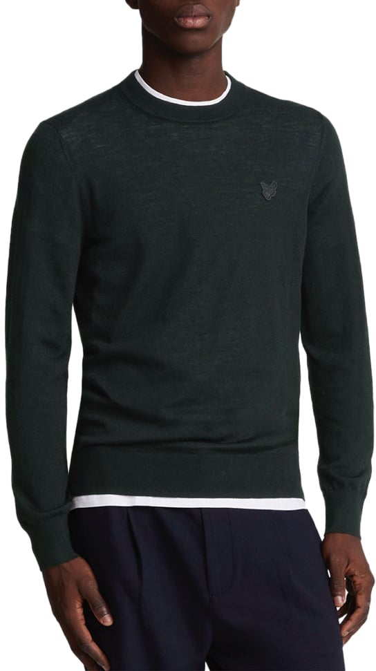 Lyle & Scott Tonal Eagle Merino Crew Neck Jumper Zwart