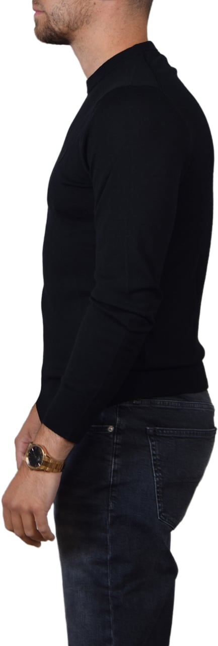 Lyle & Scott Tonal Eagle Merino Crew Neck Jumper Zwart