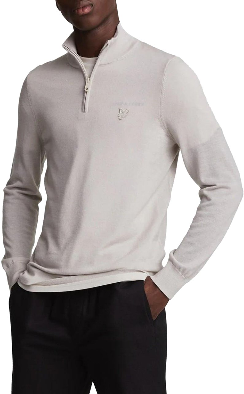 Lyle & Scott Lyle&scott Tonal Eagle Merino Quarter Zip Jumper Truien Beige Kn2122vc Beige