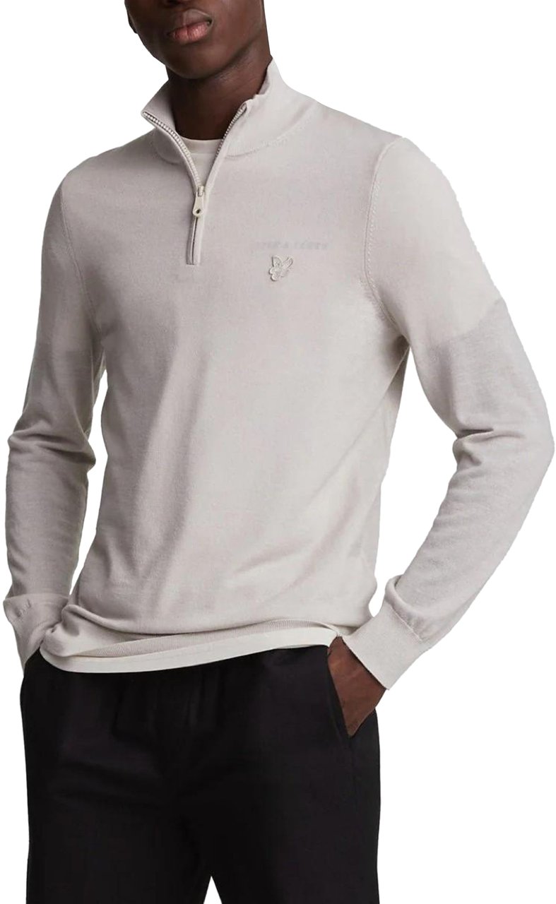 Lyle & Scott Lyle&scott Tonal Eagle Merino Quarter Zip Jumper Truien Beige Kn2122vc Beige
