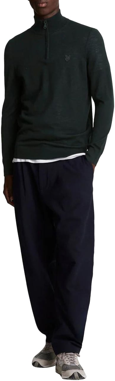 Lyle & Scott Lyle&scott Tonal Eagle Merino Quarter Zip Jumper Truien Zwart Kn2122vc Zwart