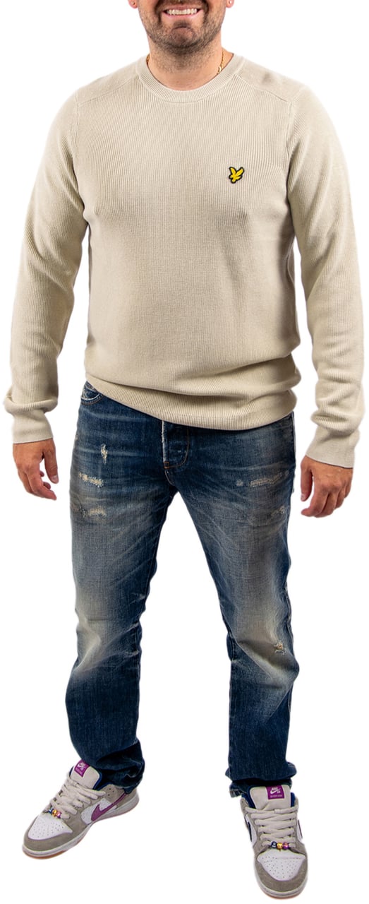 Lyle & Scott Engineered Rib Crew Neck Beige