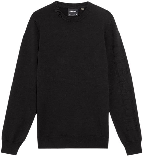 Lyle & Scott Lyle & Scott Mesh Logo Crew Neck Jumper Zwart