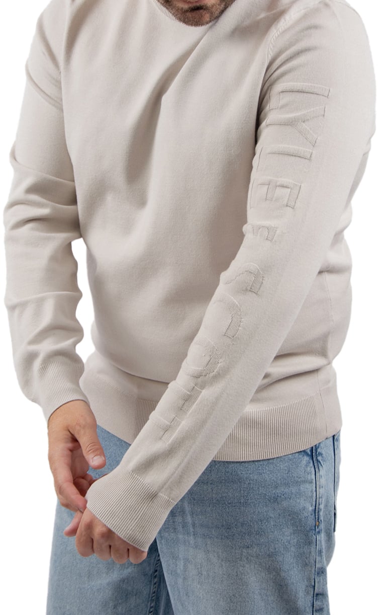 Lyle & Scott Mesh Logo Crew Neck Jumper Beige