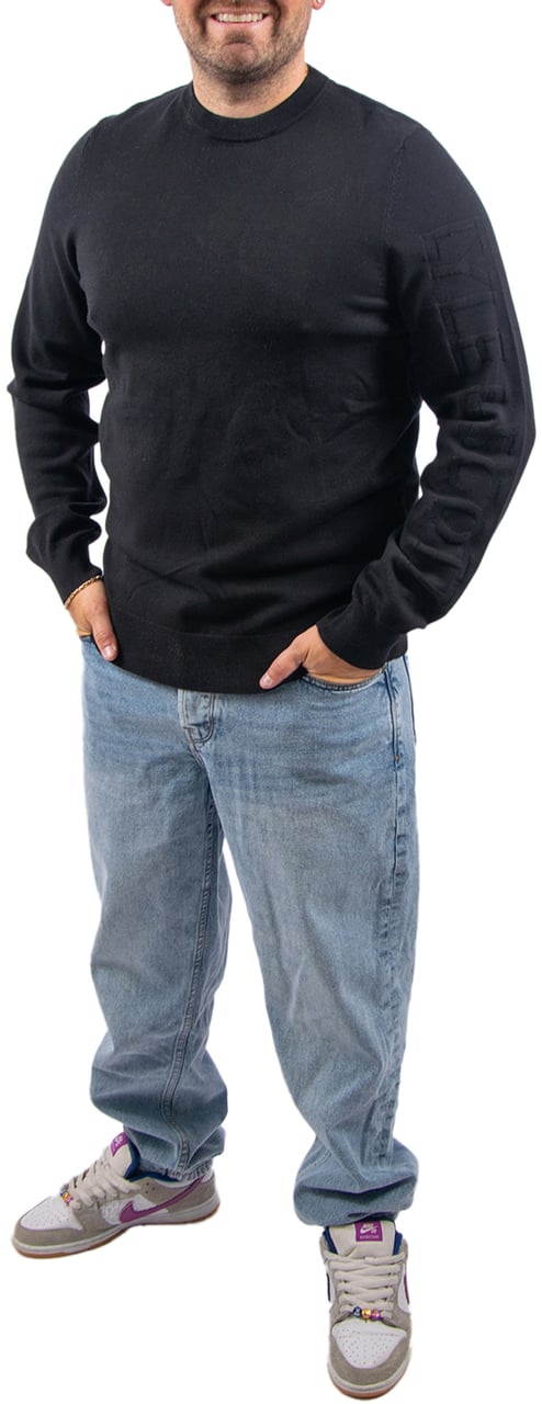 Lyle & Scott Mesh Logo Crew Neck Jumper Zwart