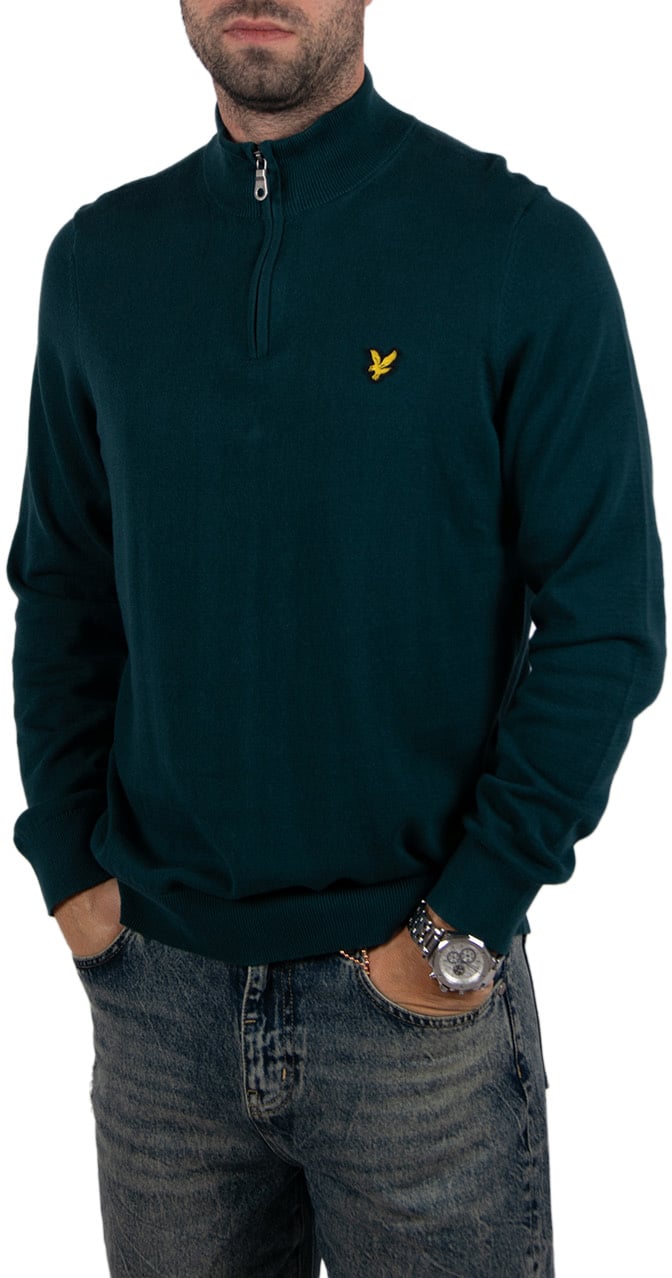 Lyle & Scott Cotton Quarter Zip Jumper Groen