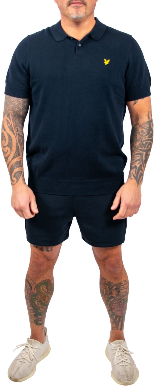 Lyle & Scott Lyle & Scott Cotton Short Sleeve Knitted Polo Blauw