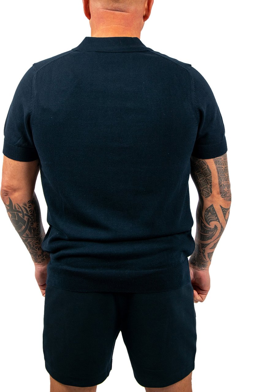 Lyle & Scott Cotton Short Sleeve Knitted Polo Blauw