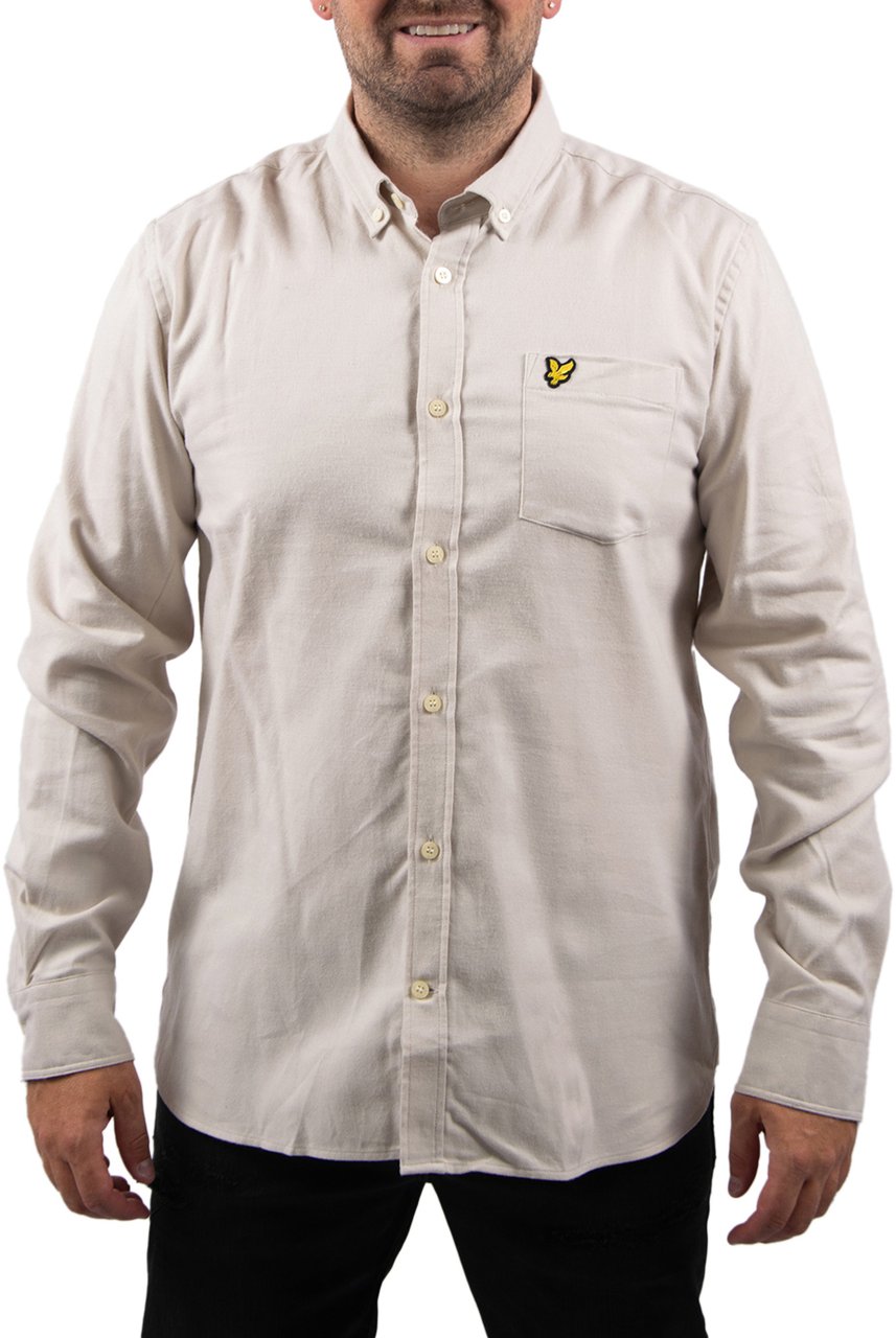 Lyle & Scott Plain Flannel Shirt Beige