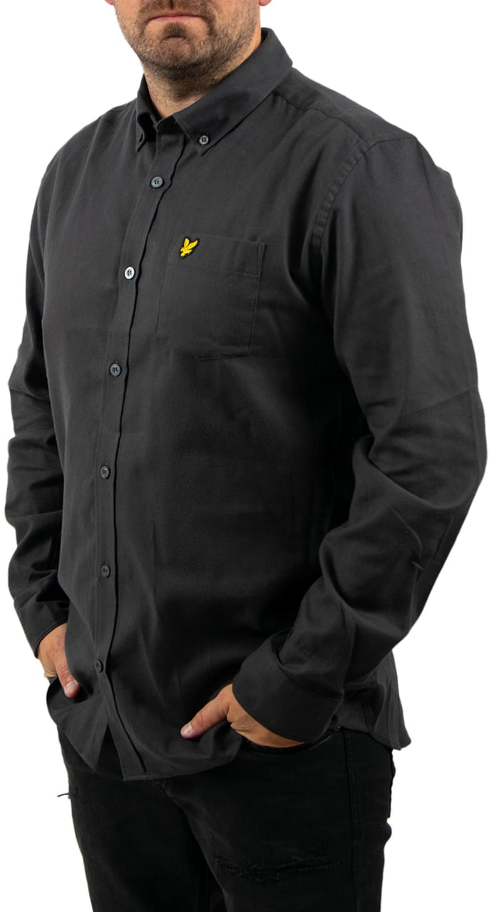 Lyle & Scott Plain Flannel Shirt Grijs