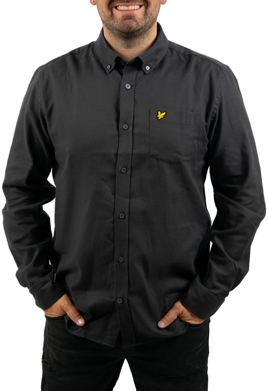 Lyle & Scott Plain Flannel Shirt Grijs