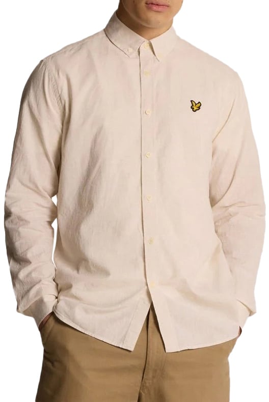 Lyle & Scott Linen Blend Oxford Shirt Beige