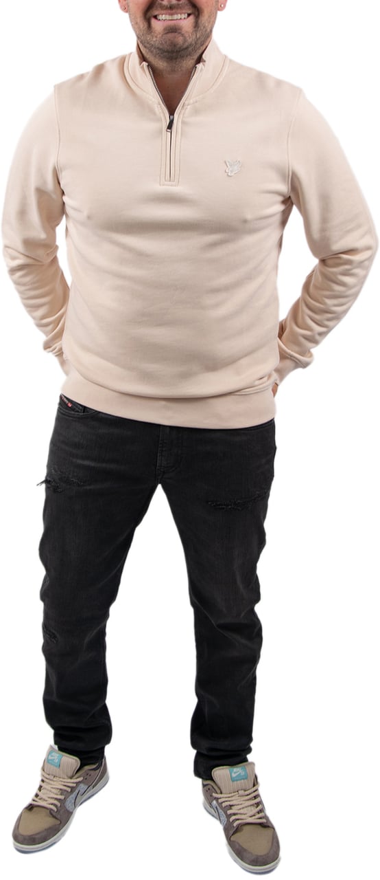 Lyle & Scott Superfine Quarter Zip Sweatshirt Beige