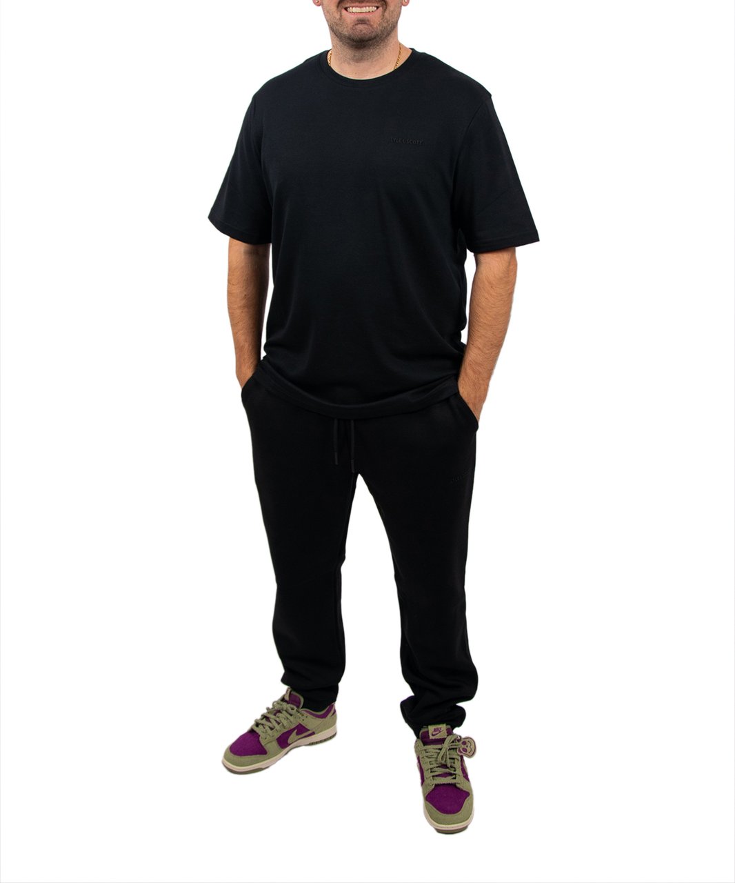 Lyle & Scott Logo Brushback Cuffed Jogger Zwart