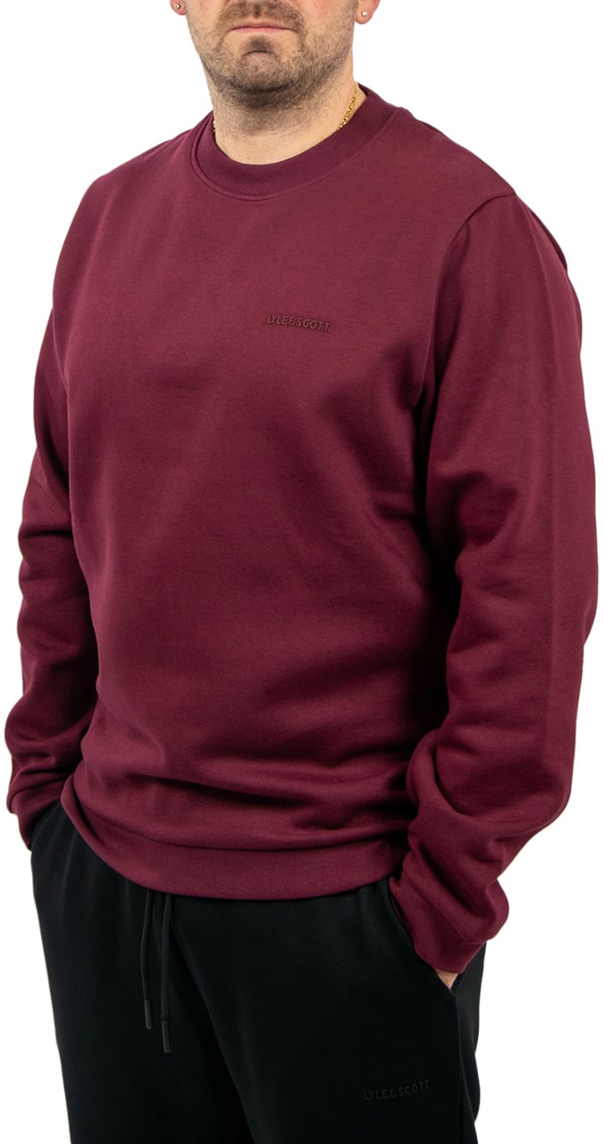 Lyle & Scott Logo Brushback Crew Neck Sweatshirt Rood