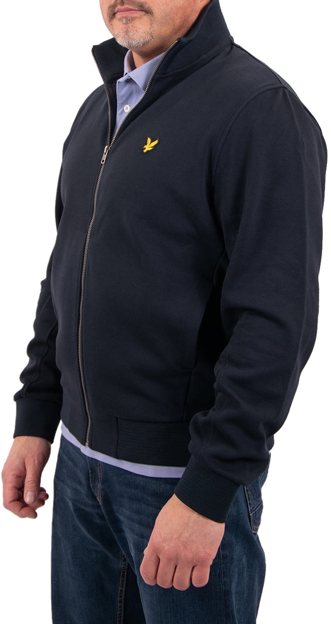 Lyle & Scott Pique Zip Through Track Jacket Blauw