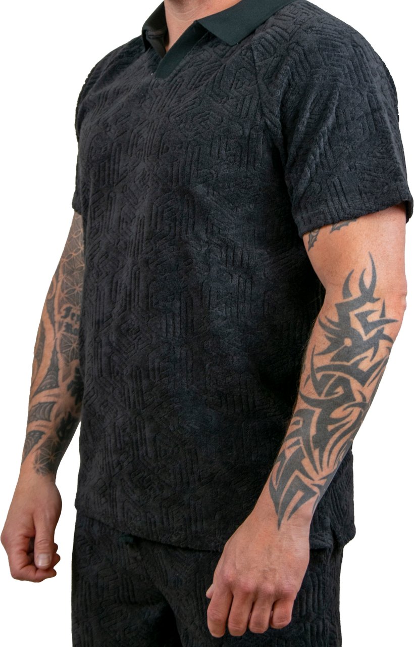 Lyle & Scott Lyle & Scott Emblem Towelling Polo Shirt Zwart