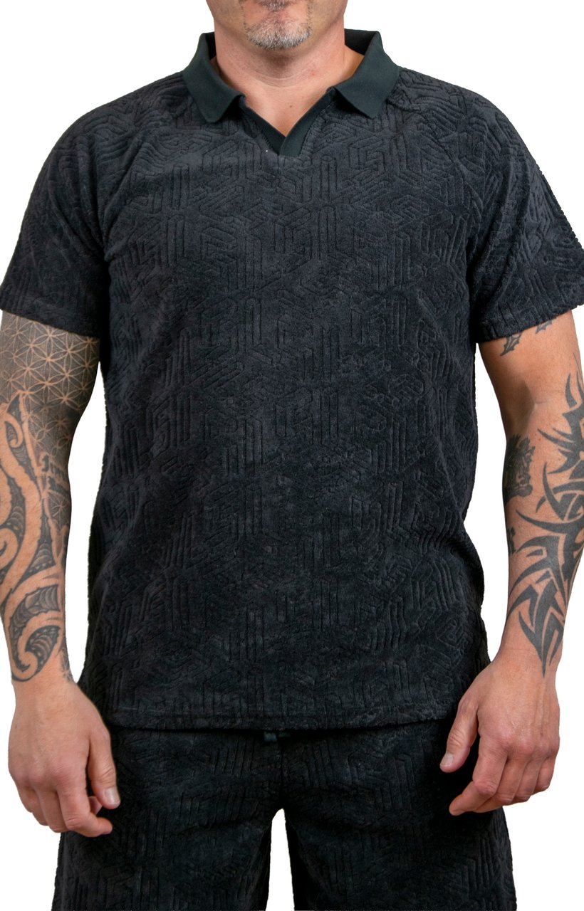 Lyle & Scott Lyle & Scott Emblem Towelling Polo Shirt Zwart