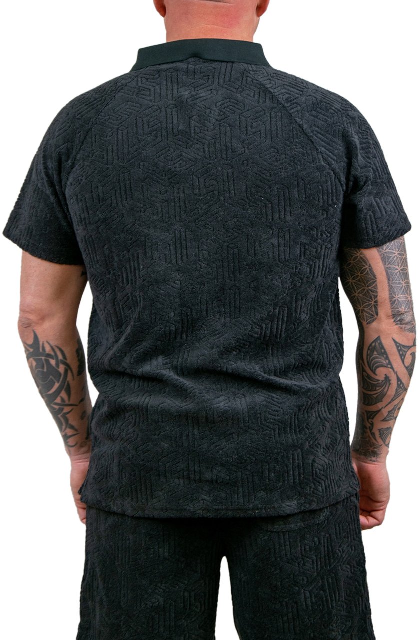 Lyle & Scott Emblem Towelling Polo Shirt Zwart
