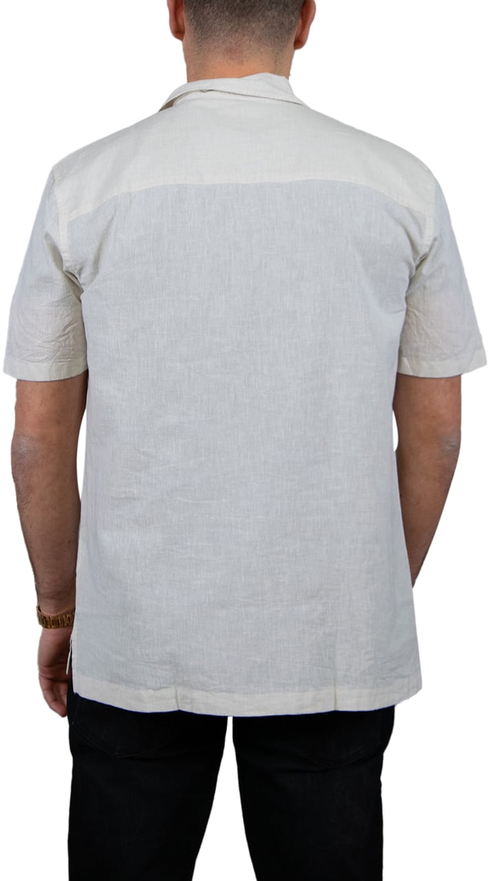 Lyle & Scott Linen Blend Oxford Revere Shirt Beige