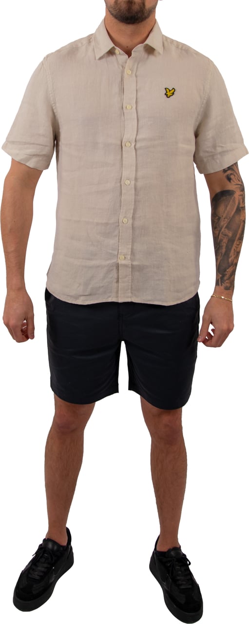 Lyle & Scott Short Sleeve Linen Blend Shirt Beige