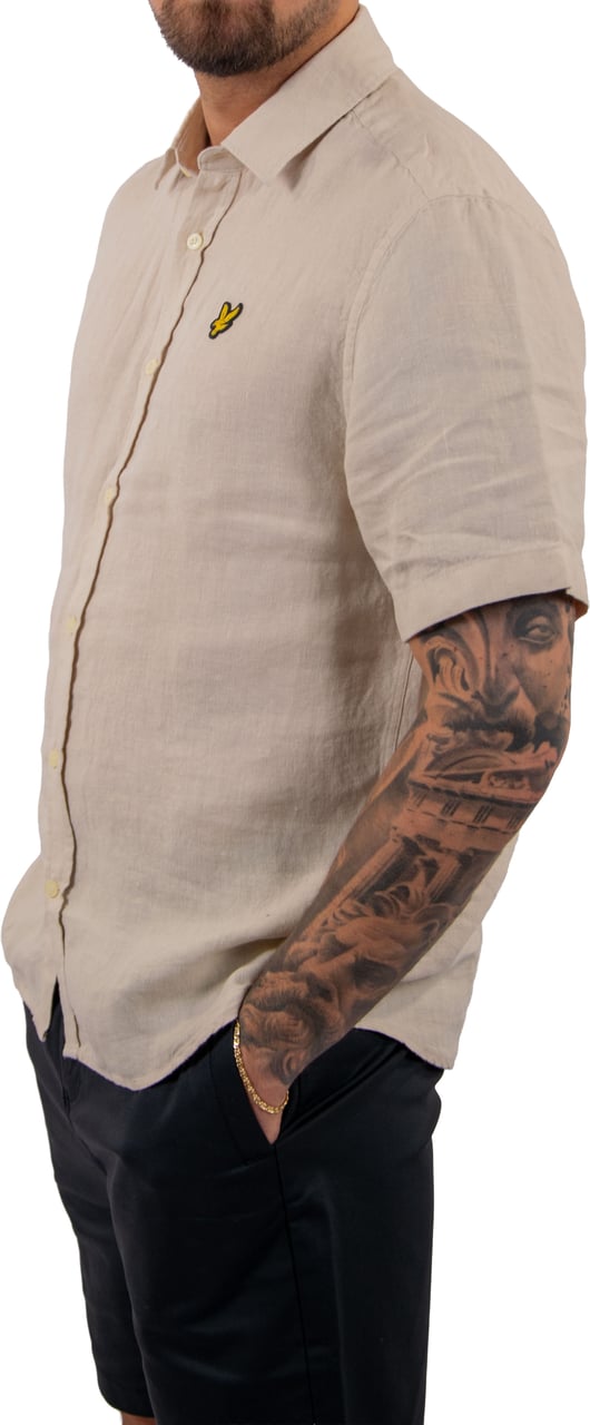Lyle & Scott Short Sleeve Linen Blend Shirt Beige