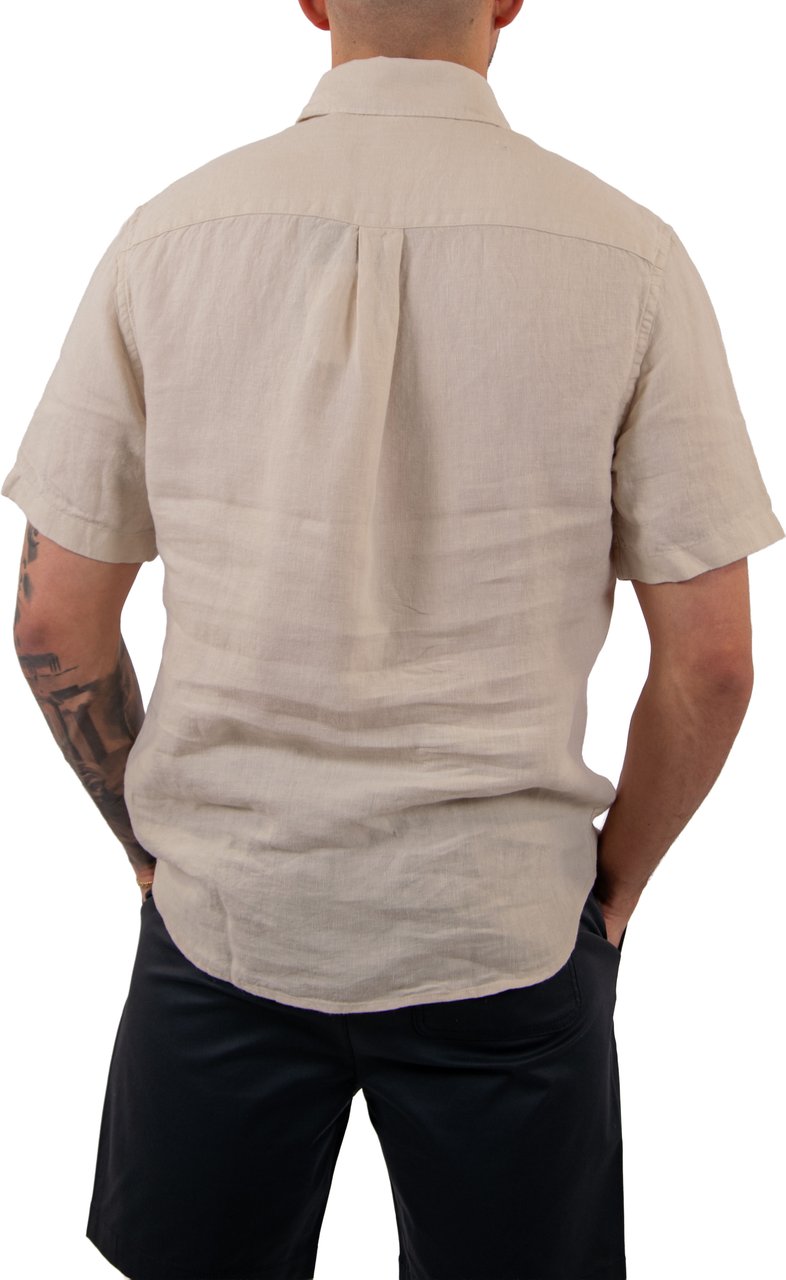 Lyle & Scott Short Sleeve Linen Blend Shirt Beige
