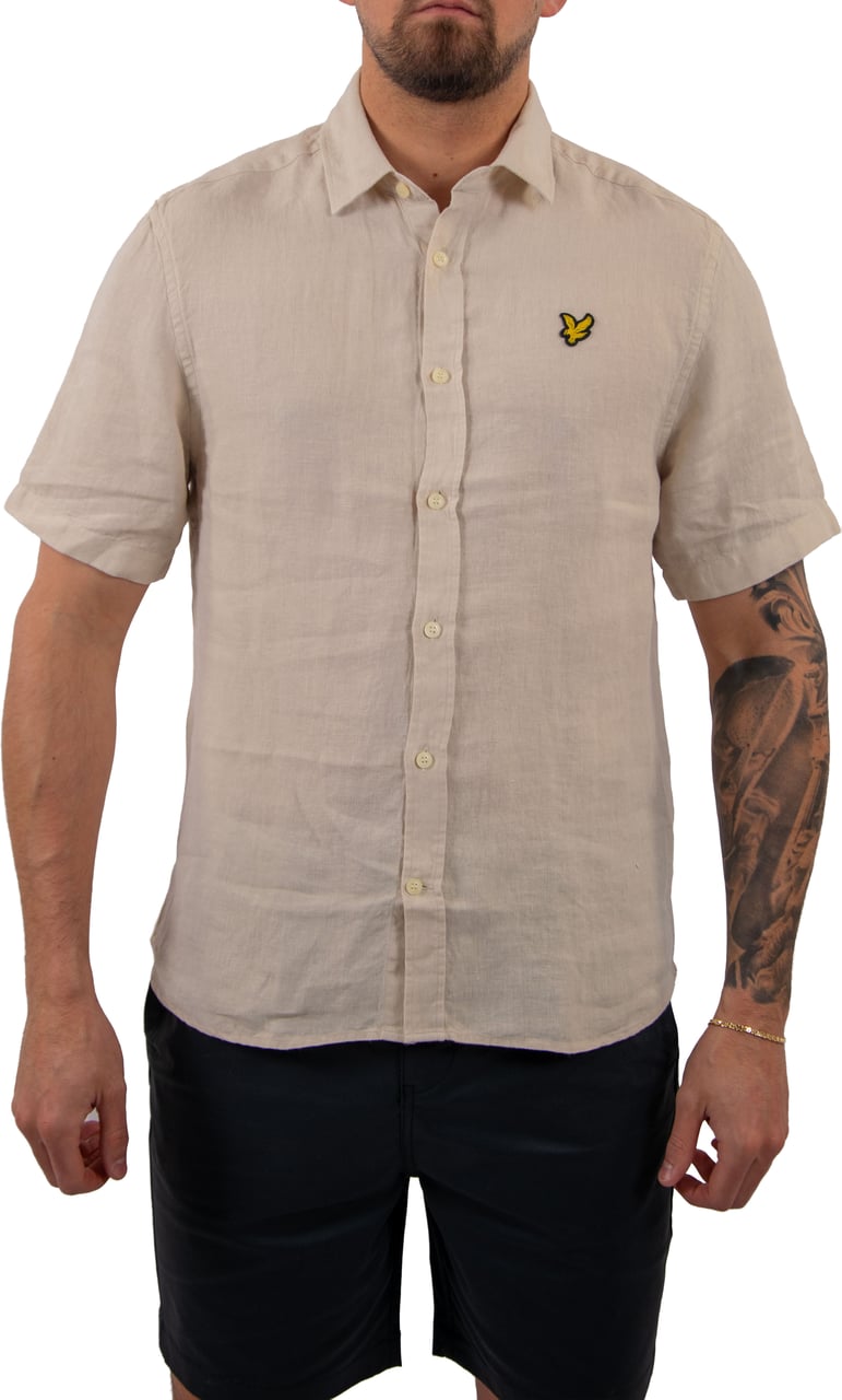 Lyle & Scott Short Sleeve Linen Blend Shirt Beige