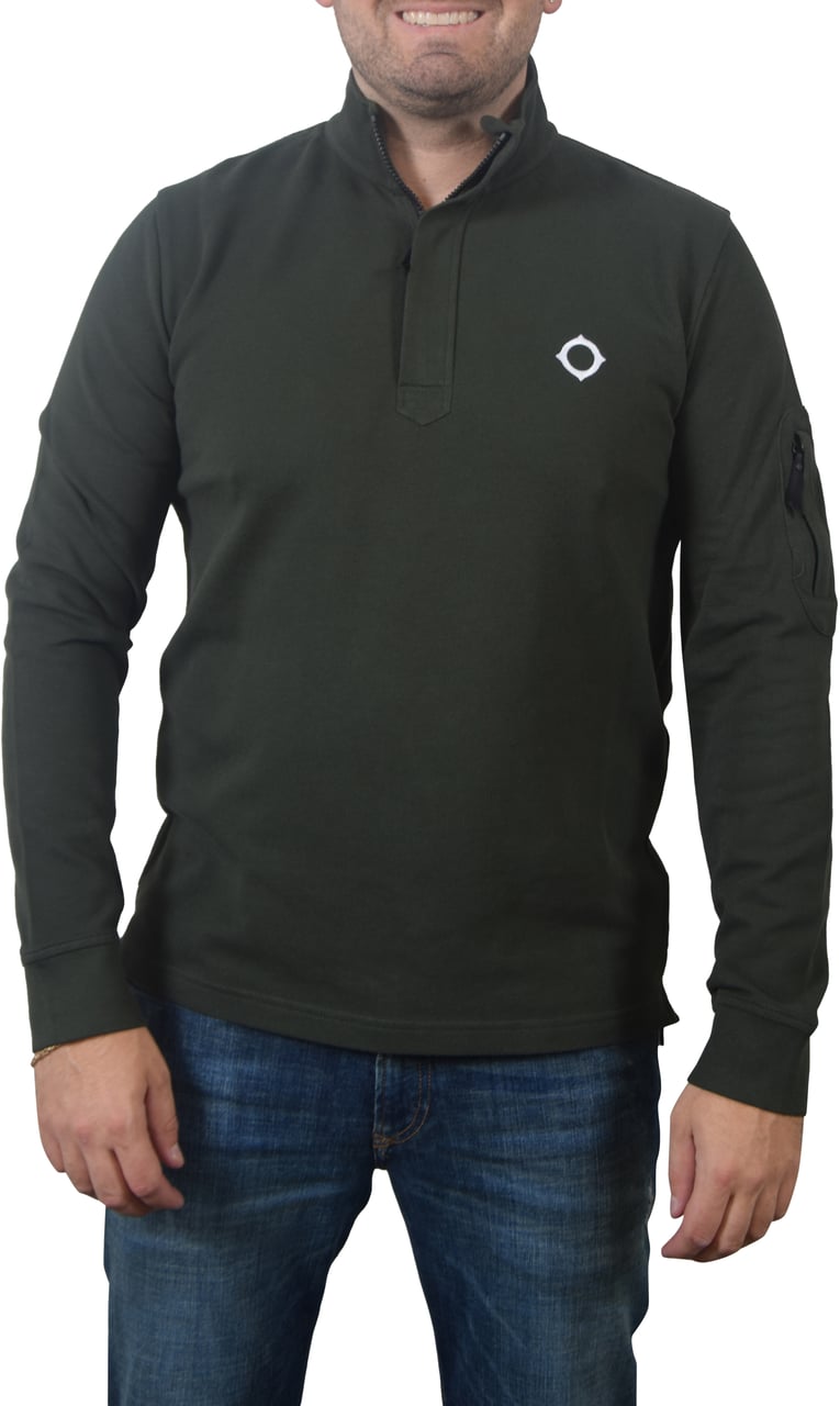 Ma.Strum Ma.Strum LS Funnel Neck Polo Groen