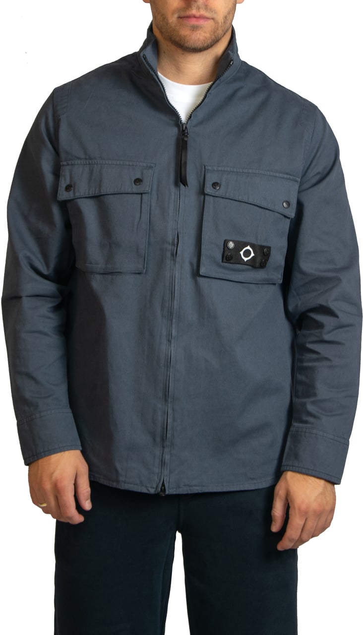 Ma.Strum Ma.Strum Aerial Funnel Neck Overshirt Blauw