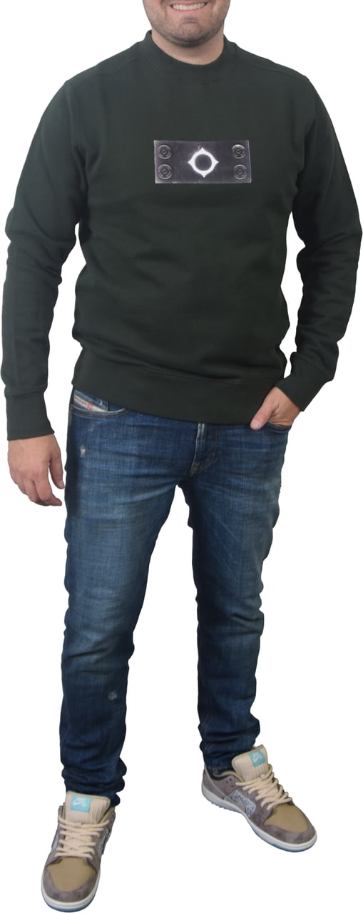 Ma.Strum Trompe Loeil Crew Neck Badge Sweat Groen