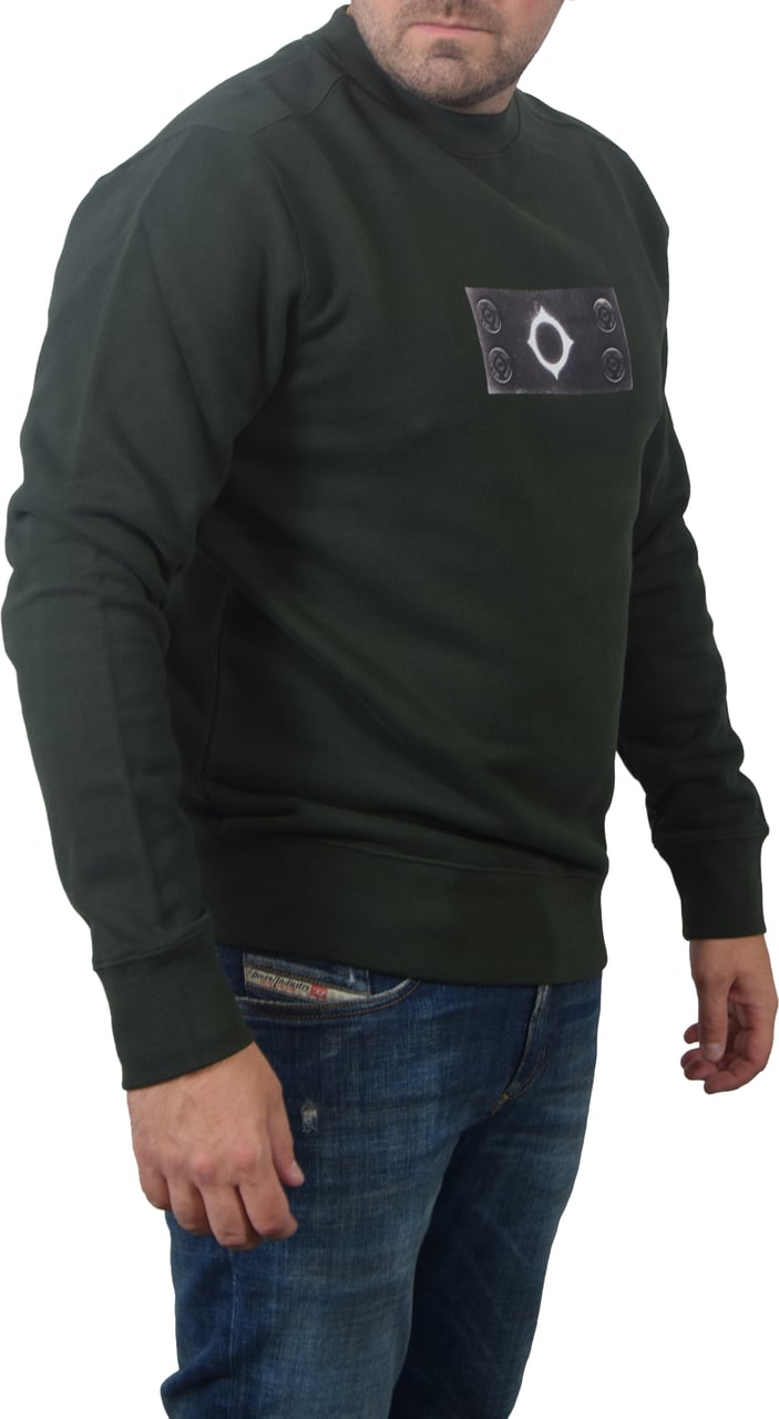 Ma.Strum Trompe Loeil Crew Neck Badge Sweat Groen