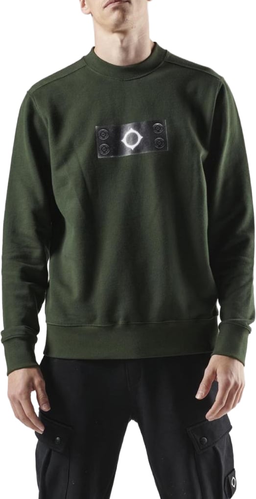 Ma.Strum Trompe Loeil Crew Neck Badge Sweat Groen