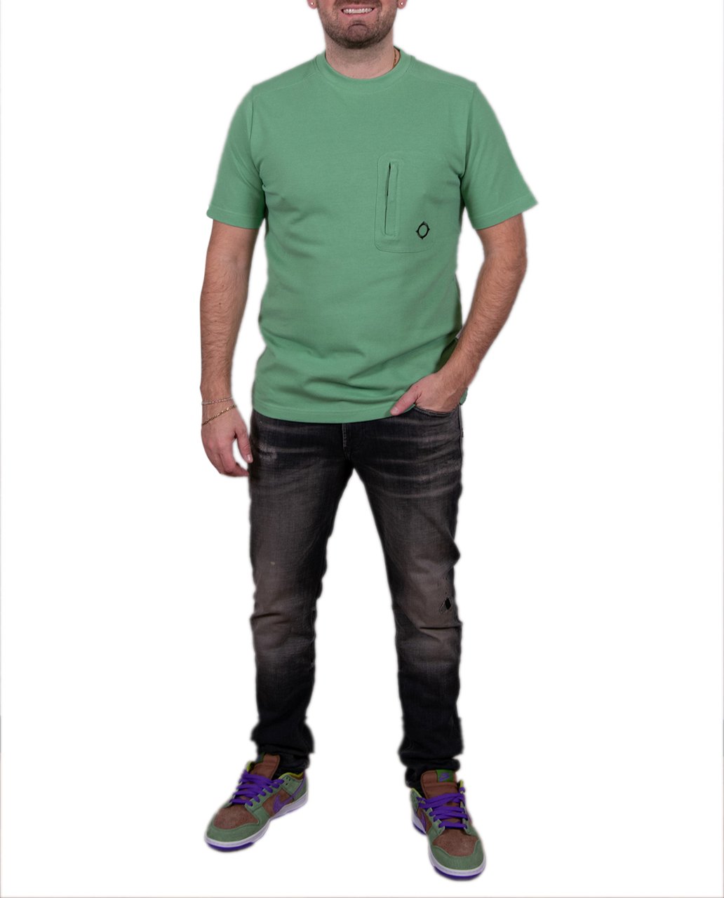 Ma.Strum SS Pique Pocket Tee Groen