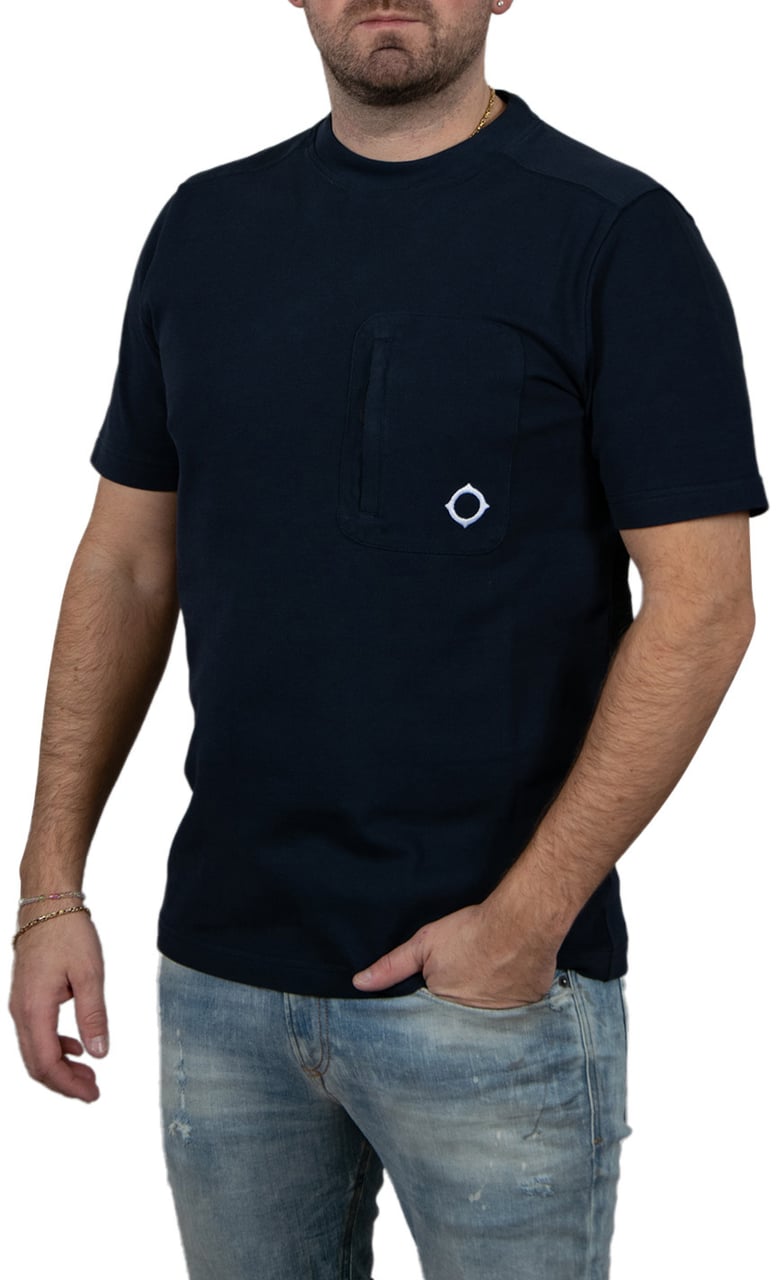 Ma.Strum SS Pique Pocket Tee Blauw