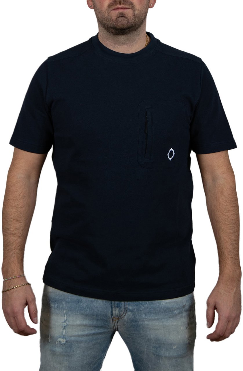 Ma.Strum SS Pique Pocket Tee Blauw