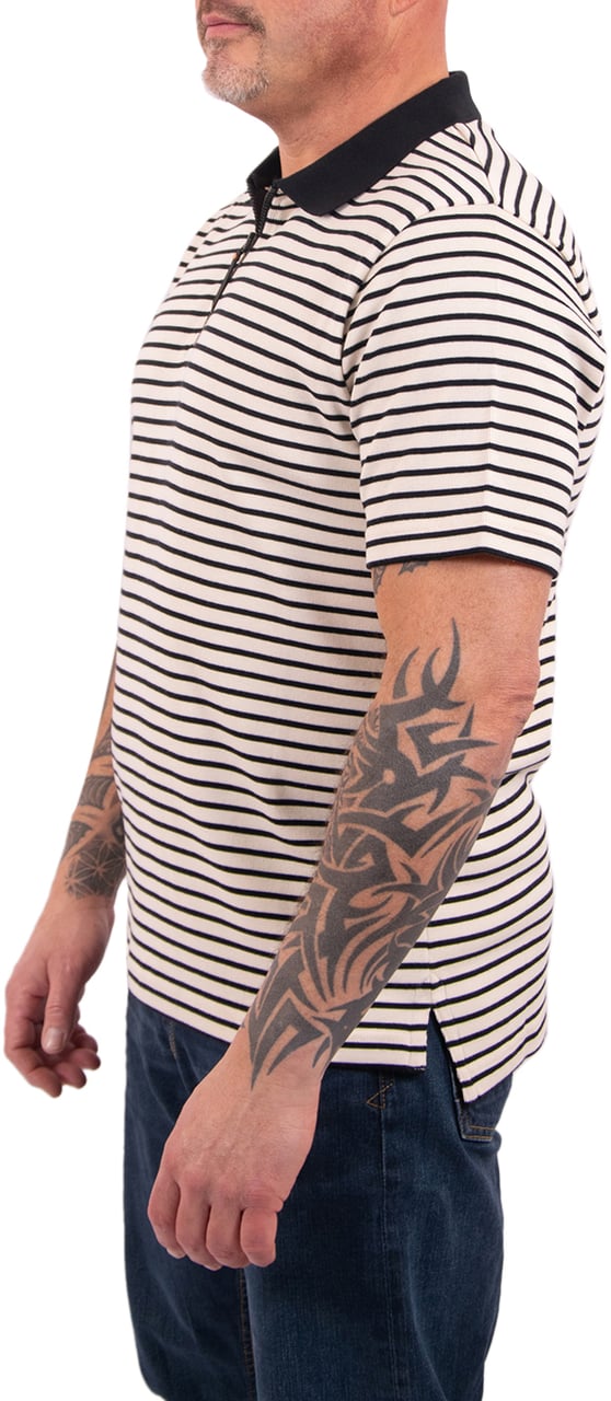 Ma.Strum Stripe Badge Polo Zwart
