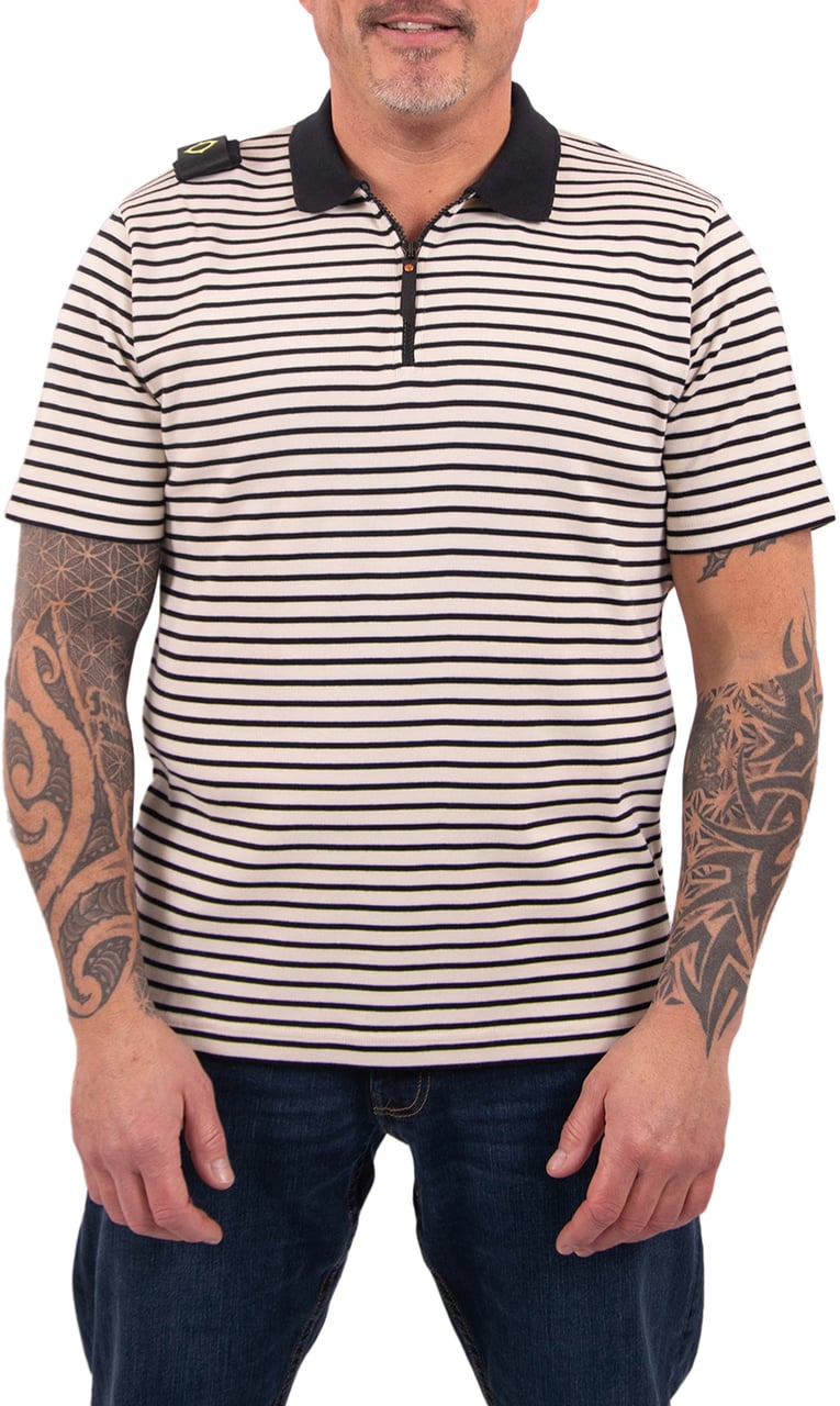 Ma.Strum Stripe Badge Polo Zwart