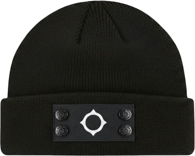Ma.Strum Ma.Strum Knitted Badge Beanie Zwart