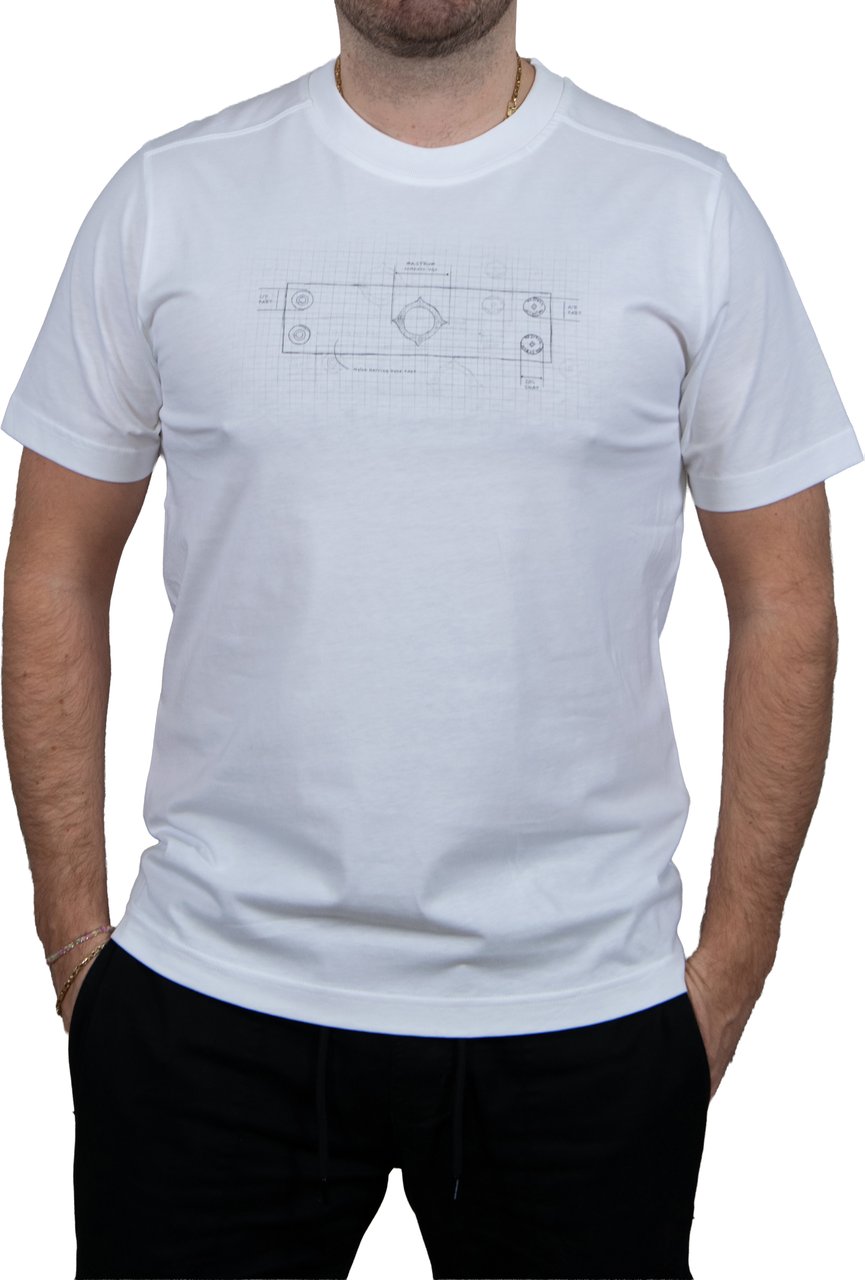 Ma.Strum Ma.Strum Badge Blueprint Tee Wit
