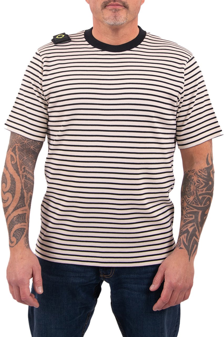 Ma.Strum Stripe Badge SS Tee Zwart
