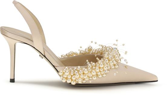 Mach&Mach MACH & MACH Beige Silk High Heel Pumps Beige