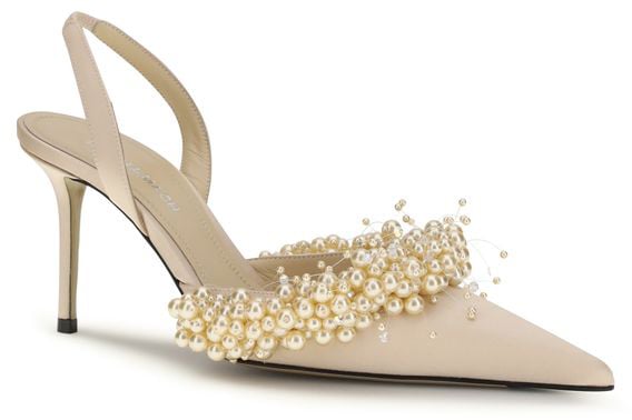 Mach&Mach MACH & MACH Beige Silk High Heel Pumps Beige