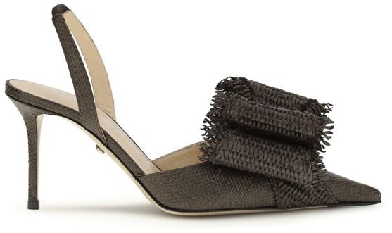 Mach&Mach MACH & MACH Brown Raffia Platform Pumps Bruin