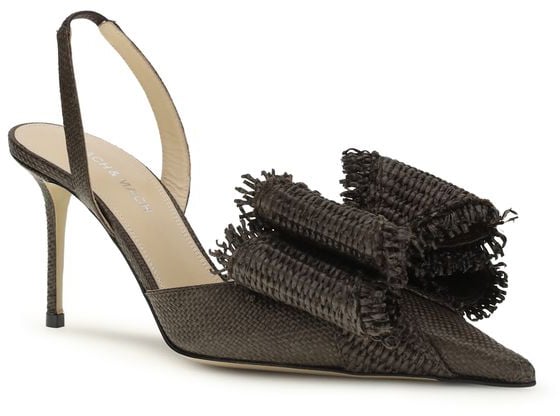 Mach&Mach MACH & MACH Brown Raffia Platform Pumps Bruin