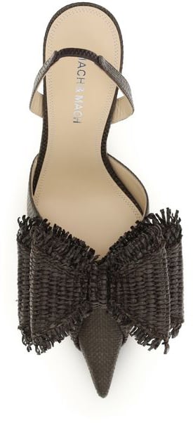 Mach&Mach MACH & MACH Brown Raffia Platform Pumps Bruin